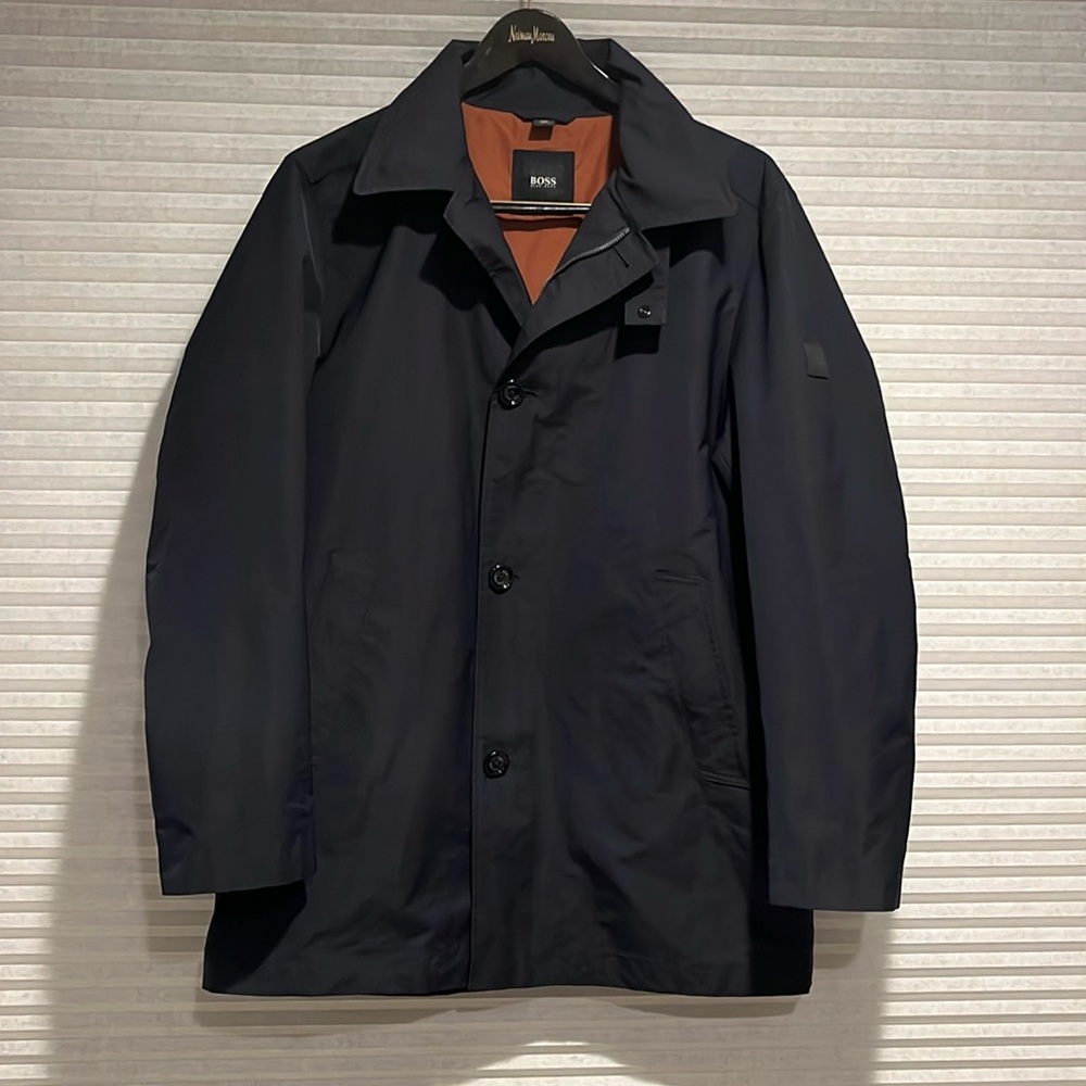 Authentic Boss men’s trench rain coat , black SZ L Excellent condition
